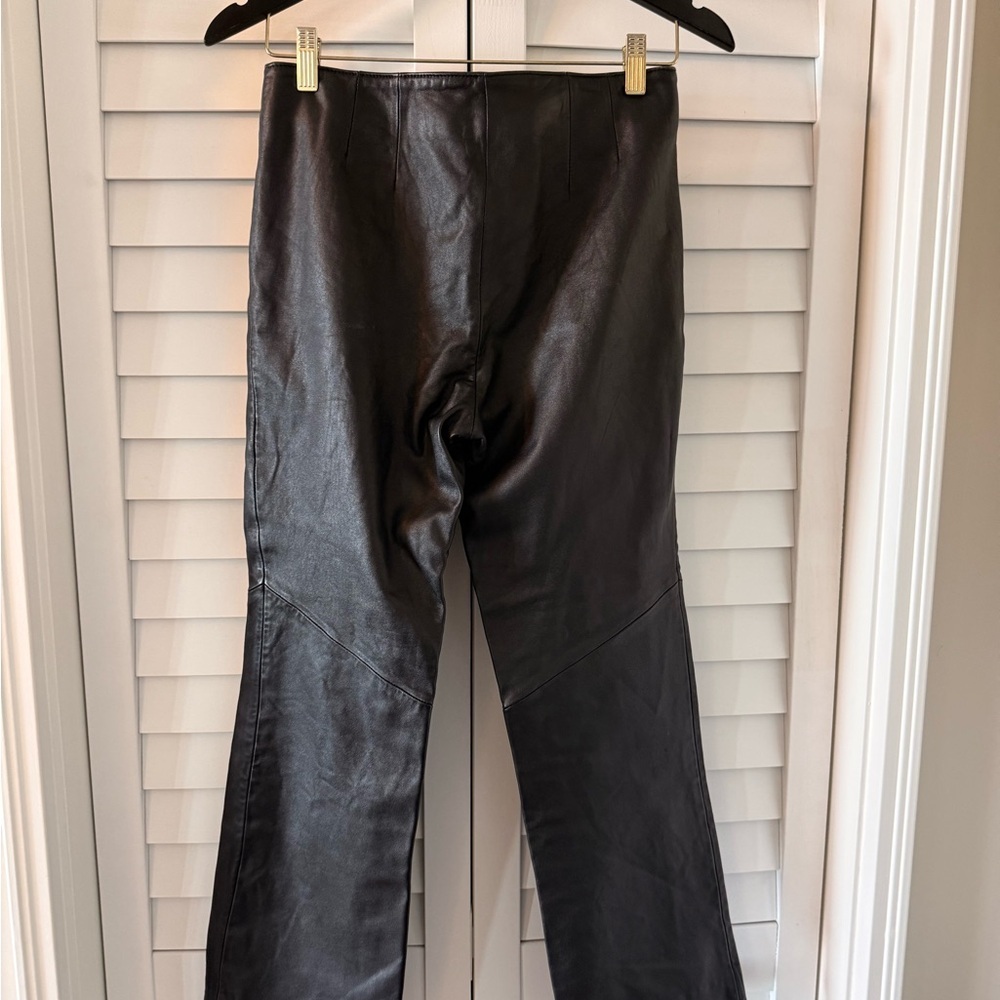 Siena Studio Women’s Straight Leg Black Real Leather Trouser Pants Size 6 - Picture 6 of 7